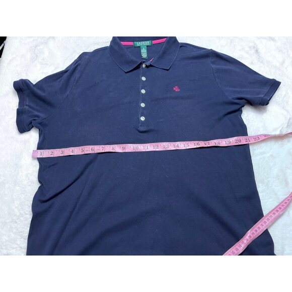 Lauren Ralph Lauren 1X Navy Polo Shirt Womens Short Sleeve Cotton Logo Embroider - Picture 5 of 6